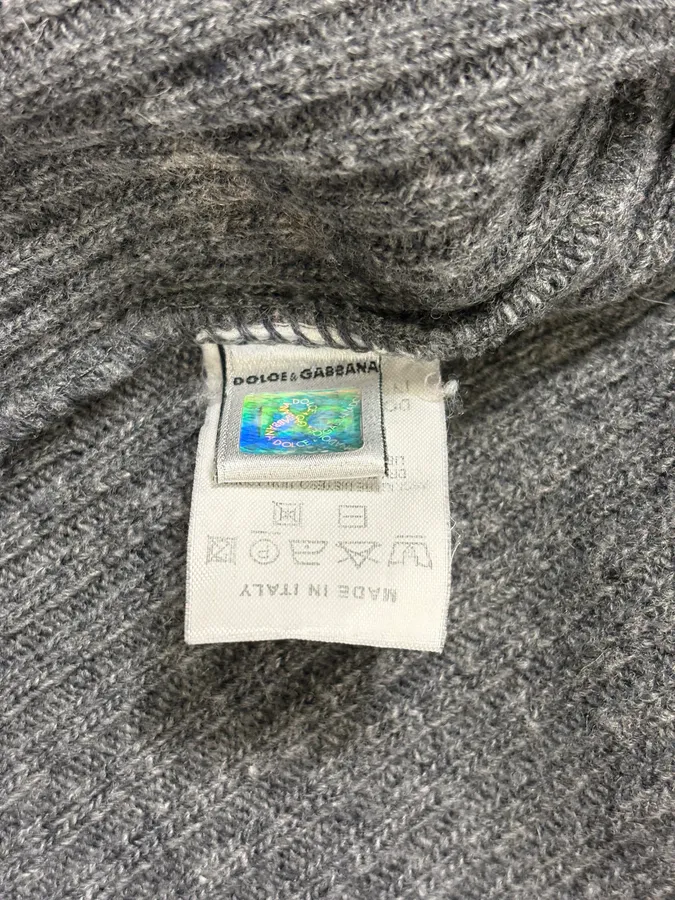 2000s Dolce & Gabbana Grey Wool Zip-Up Sweater - Image 11