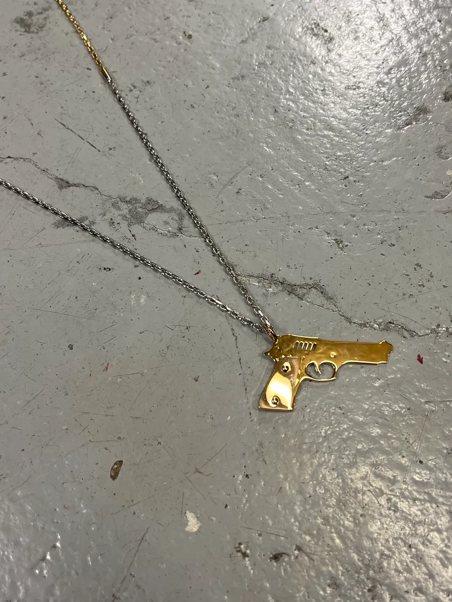 2000s Dolce & Gabbana Gun Pendant Gold & Silver Necklace - Image 3