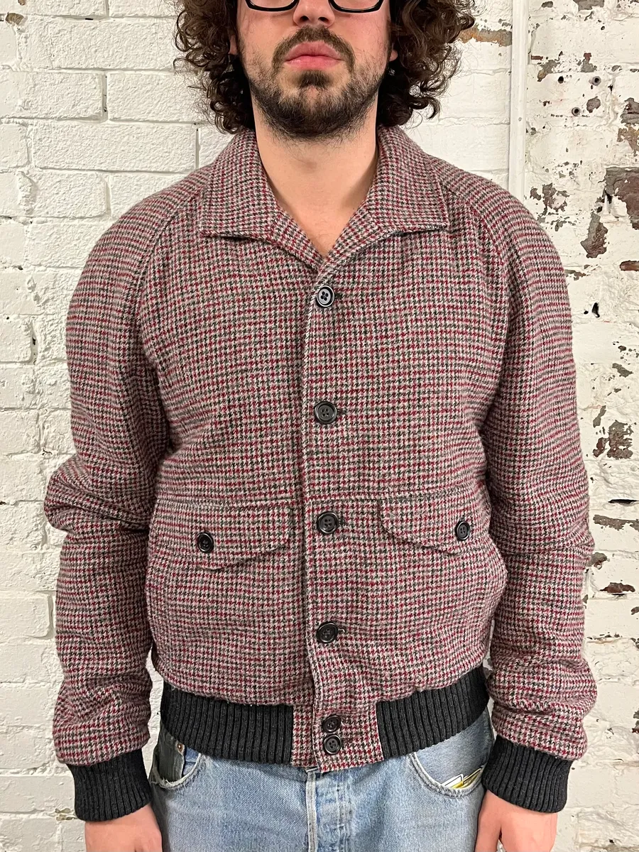 2000s Dolce & Gabbana Harrington Red & Grey Bomber Jacket - Image 2