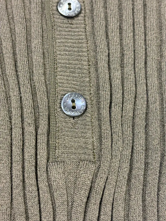 2000s Dolce & Gabbana Henley Khaki Buttoned Longsleeves - Image 7