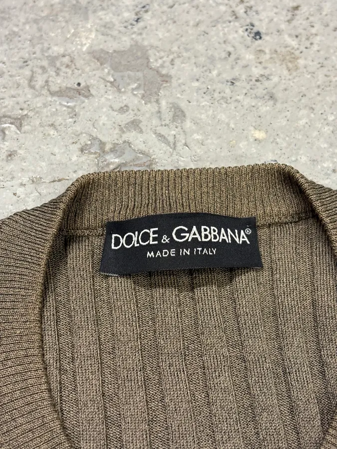 2000s Dolce & Gabbana Henley Khaki Buttoned Longsleeves - Image 8