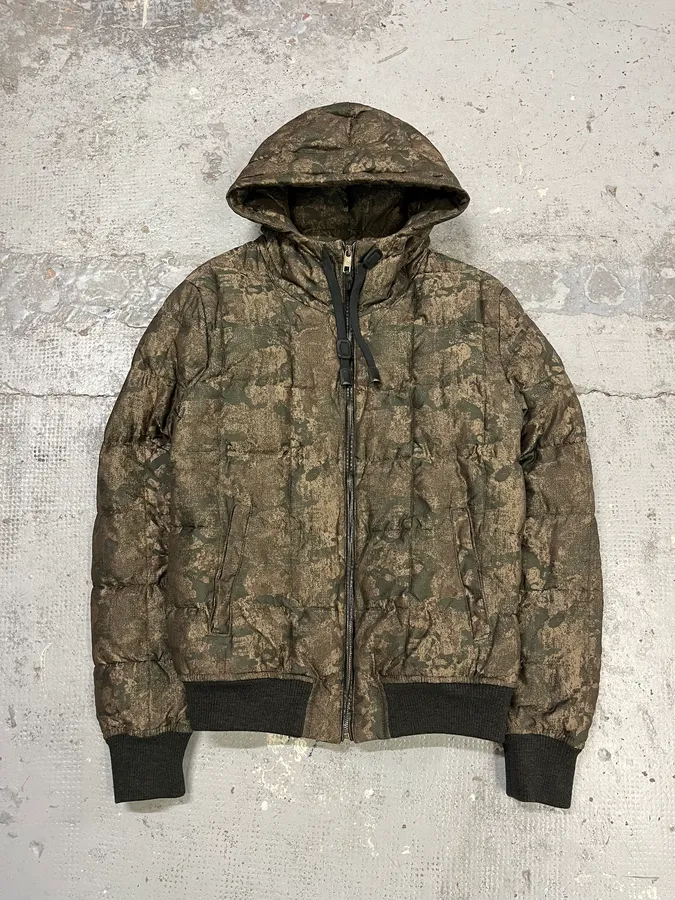 2000s Dolce & Gabbana Holographic Camo Khaki Puffer Jacket