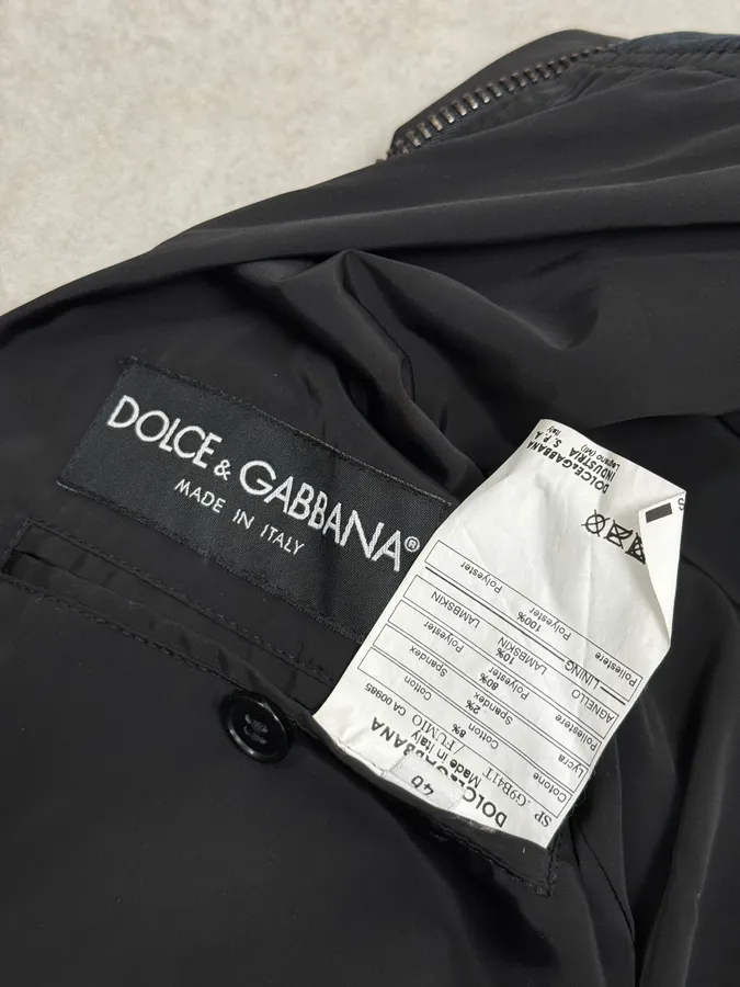 2000s Dolce & Gabbana Hybrid Black Leather Nylon Jacket - Image 10