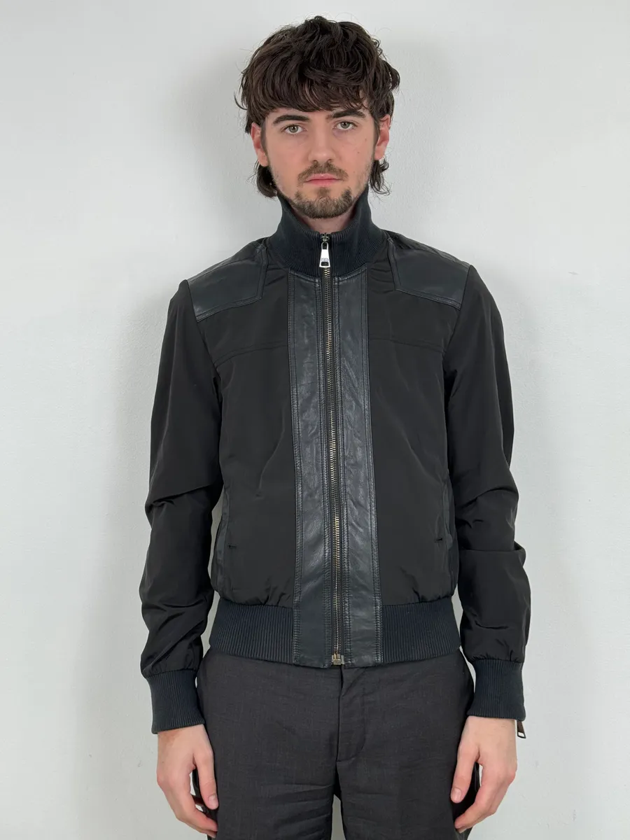 2000s Dolce & Gabbana Hybrid Black Leather Nylon Jacket - Image 2