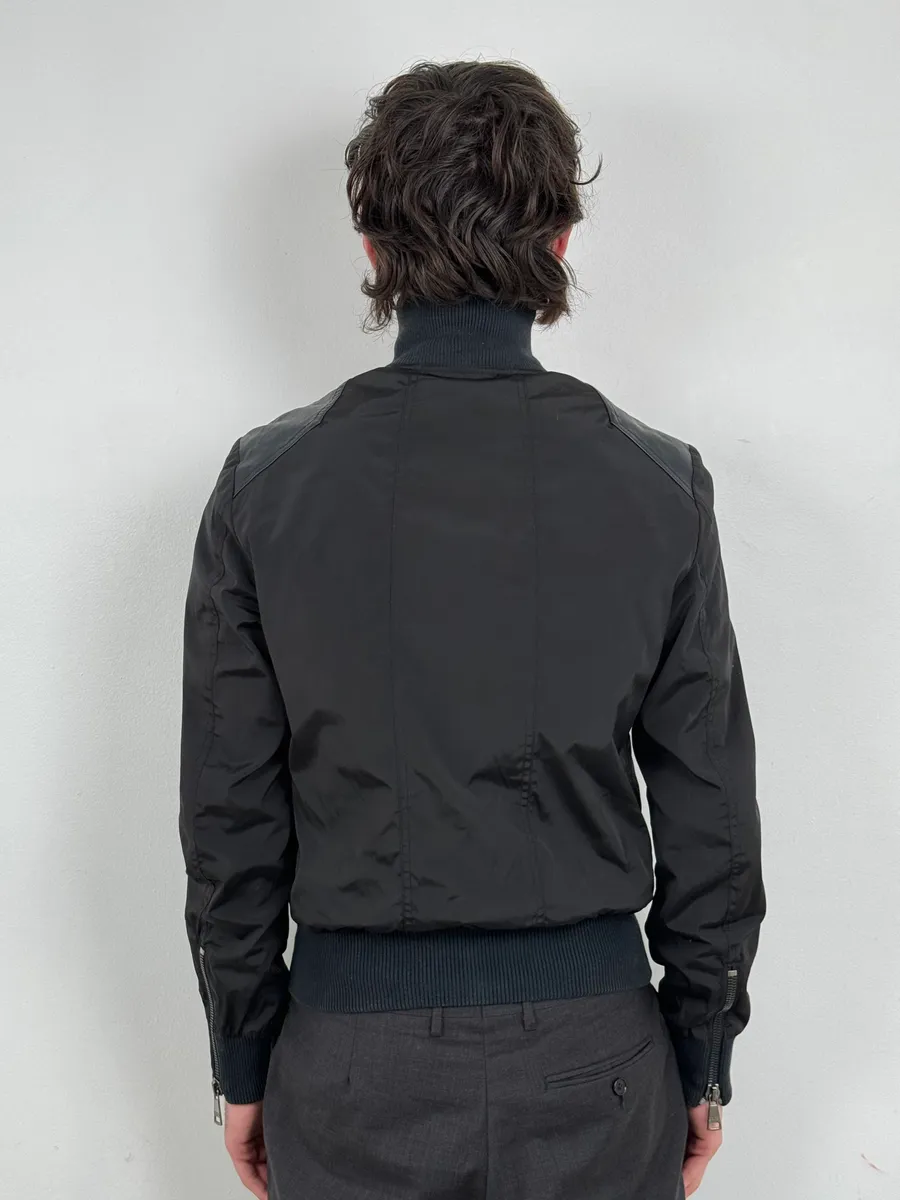 2000s Dolce & Gabbana Hybrid Black Leather Nylon Jacket - Image 3