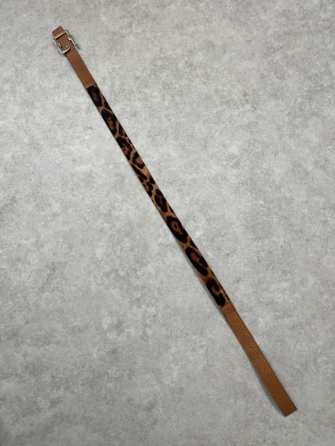 2000s Dolce & Gabbana Hybrid Brown Leopard Leather Belt - Image 7