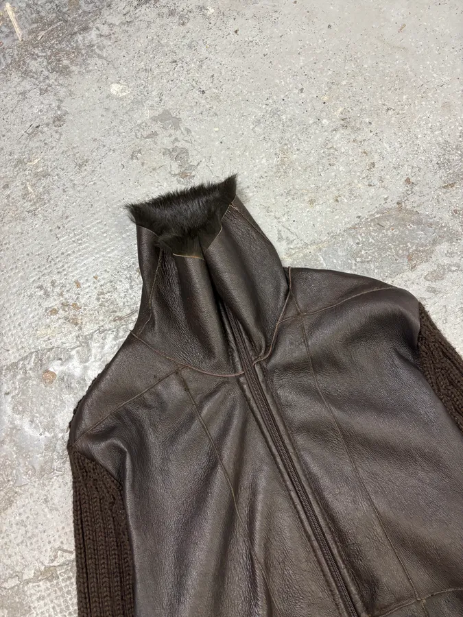 2000s Dolce & Gabbana Hybrid Leather Wool Fur Jacket - Image 3