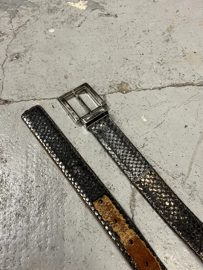 2000s Dolce & Gabbana Hybrid Python Skin Leather Belt - Image 3