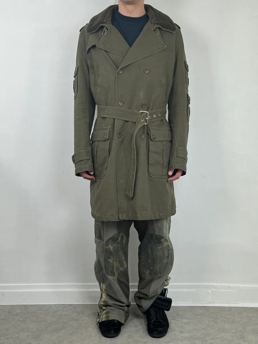 2000s Dolce & Gabbana Khaki Green Mutli Pockets Cargo Trench Coat - Image 2