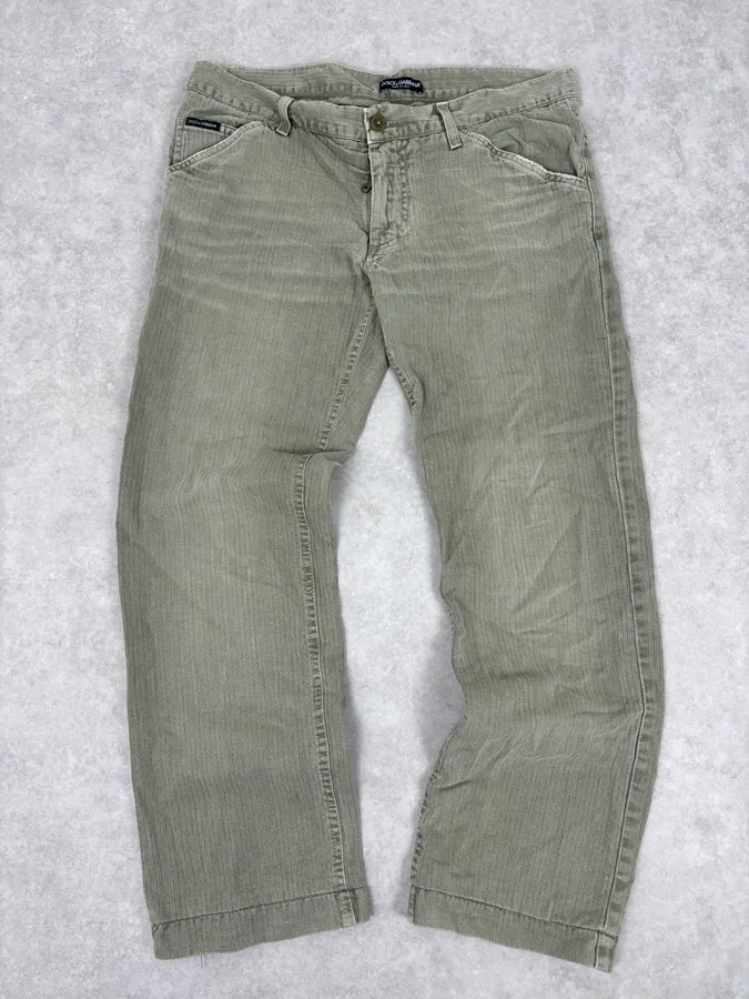 2000s Dolce & Gabbana Khaki Green Straight Cozy Pants
