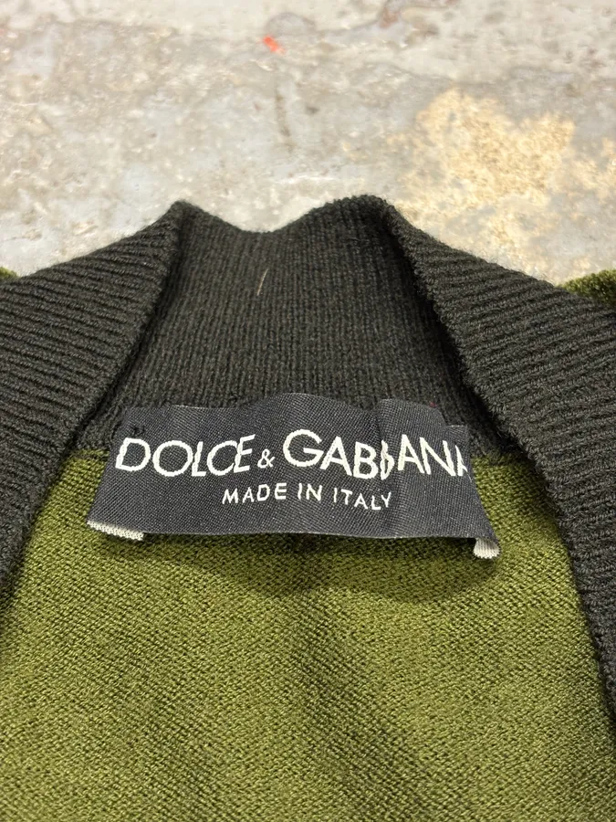 2000s Dolce & Gabbana Khaki Grey Collar Sweater - Image 7