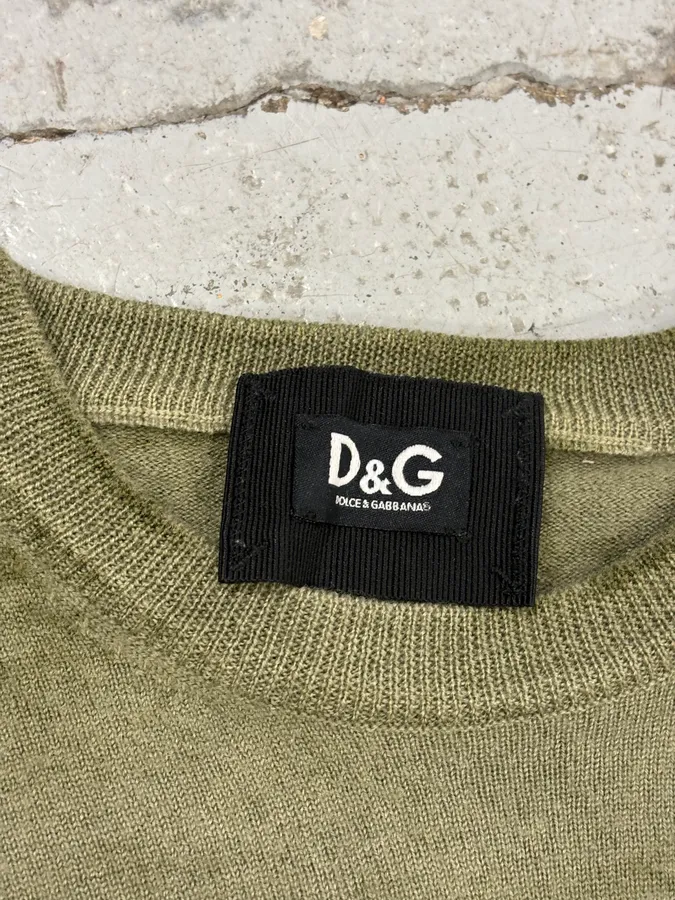 2000s Dolce & Gabbana Khaki Minimalist Sweater - Image 8