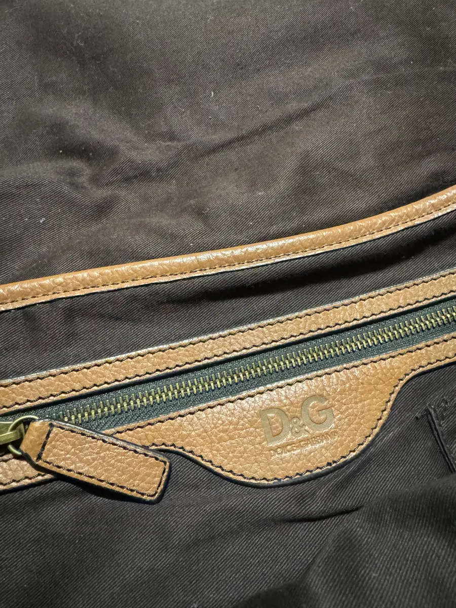 2000s Dolce & Gabbana Leather & Distressed Denim Shoulder Bag - Image 3