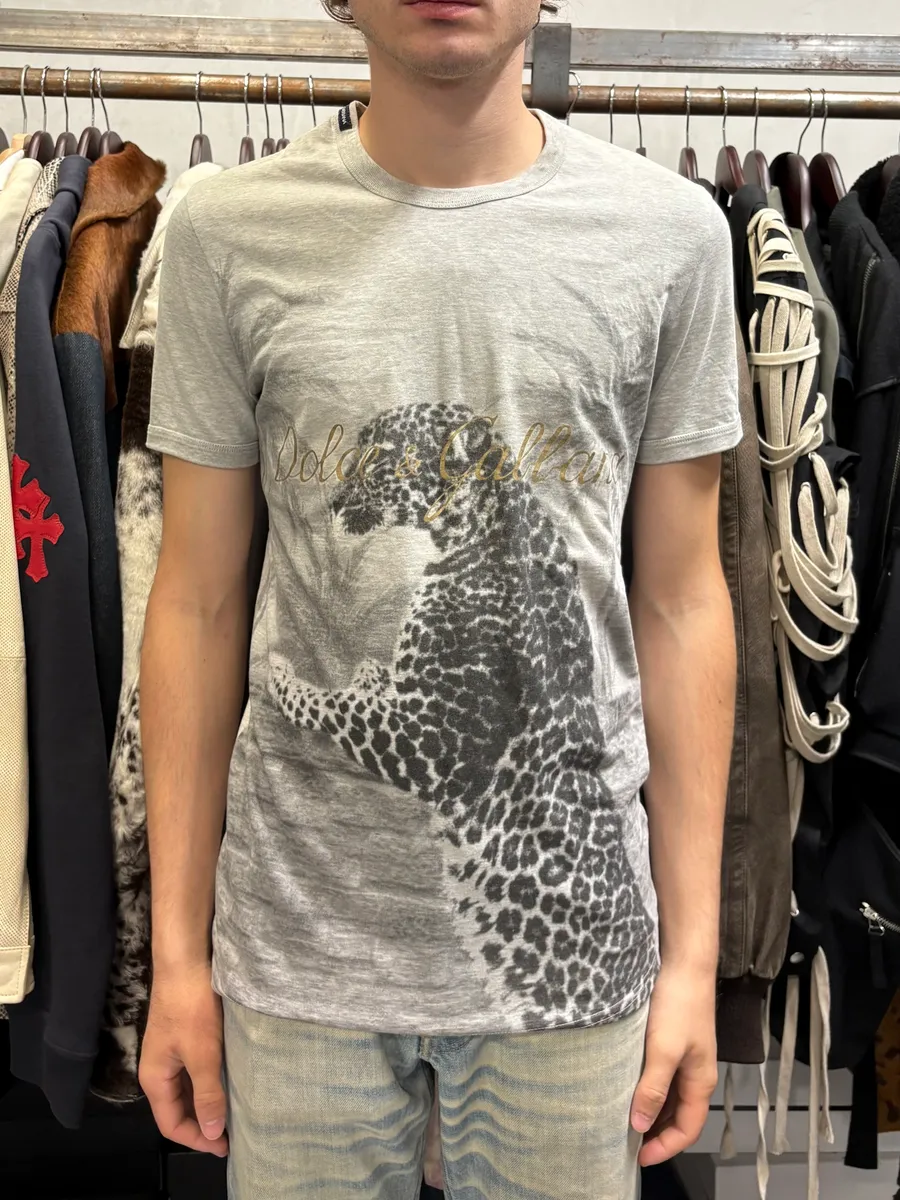 2000s Dolce & Gabbana Leopard Grey T-Shirt - Image 2