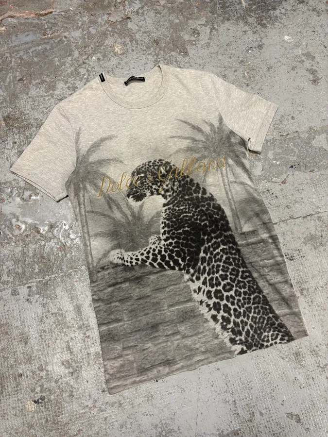 2000s Dolce & Gabbana Leopard Grey T-Shirt - Image 4