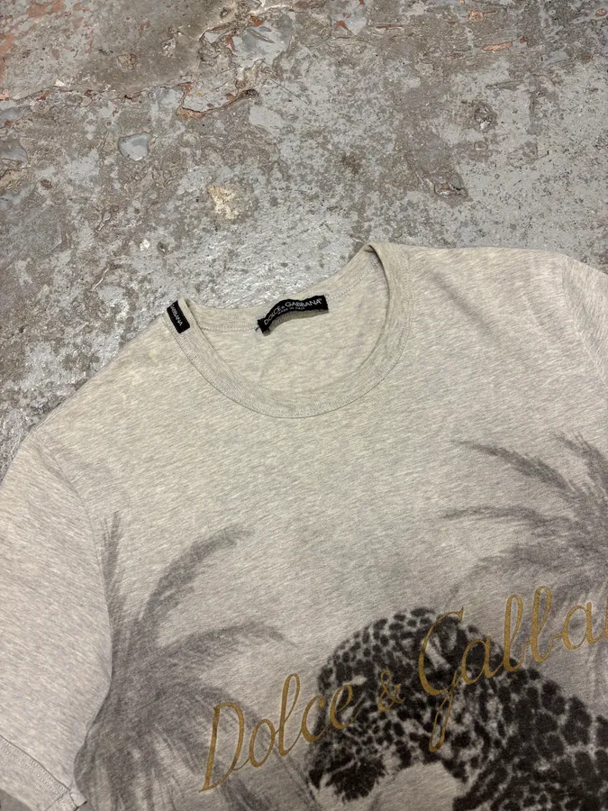 2000s Dolce & Gabbana Leopard Grey T-Shirt - Image 5