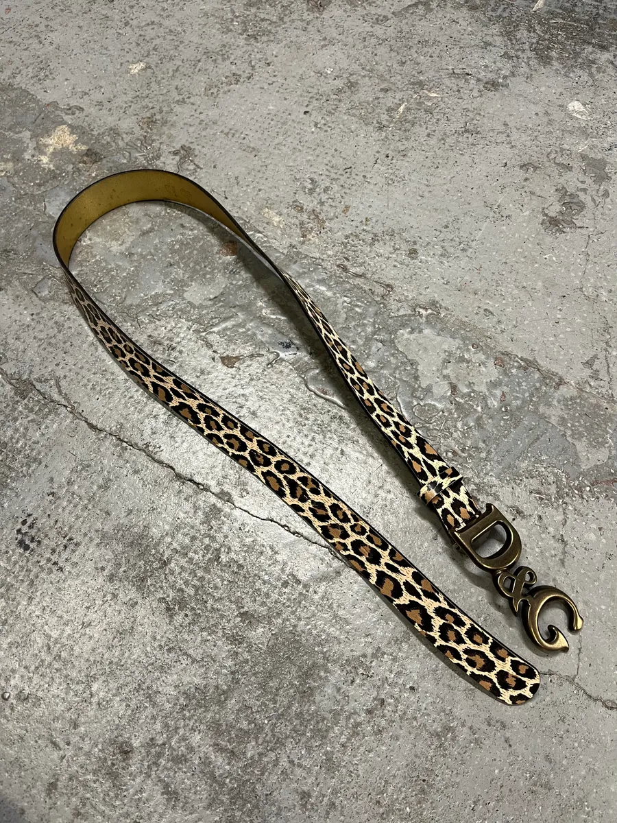 2000s Dolce & Gabbana Leopard Print Leather Belt - Image 4