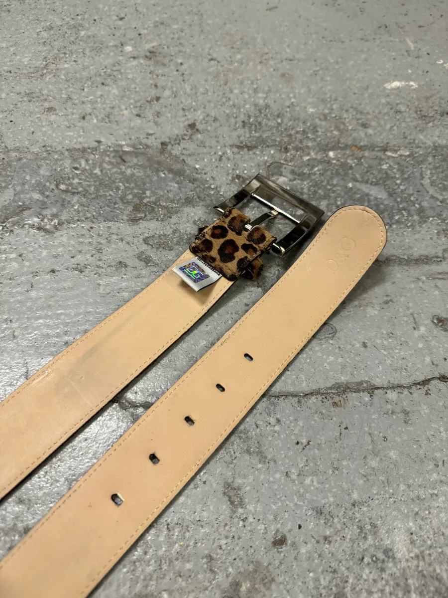 2000s Dolce & Gabbana Leopard Print Pony Hair Leather Belt - Image 5