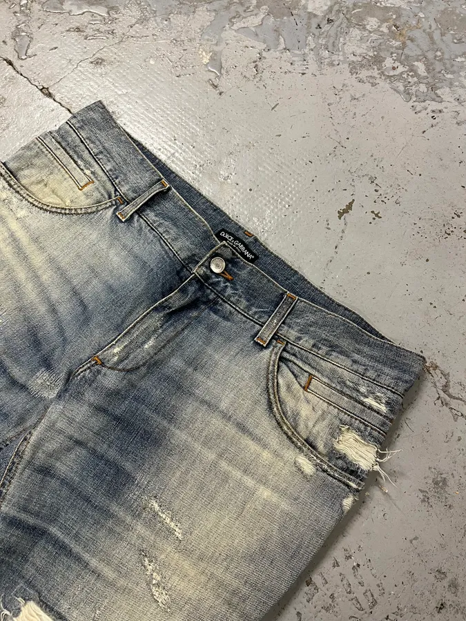 2000s Dolce & Gabbana Light Blue Denim Distressed Jeans - Image 6