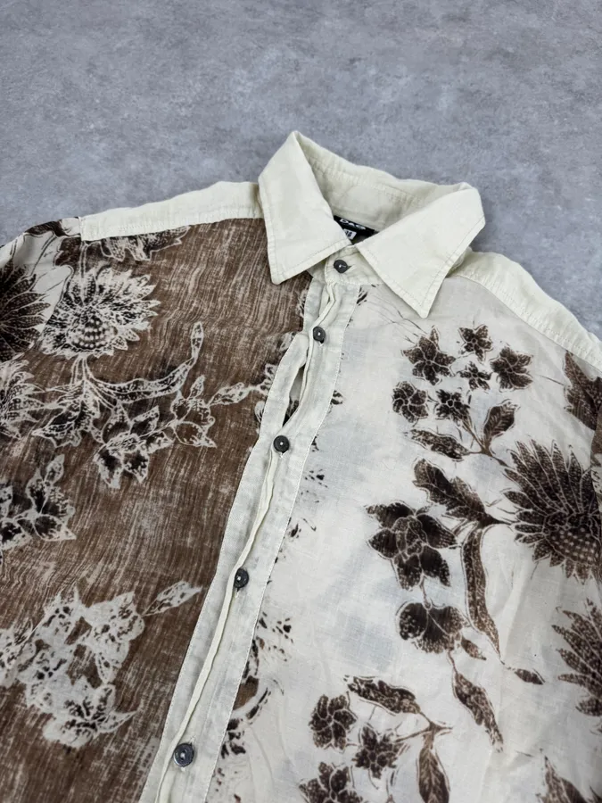 2000s Dolce & Gabbana Light Flowers Beige & Brown Shirt - Image 5
