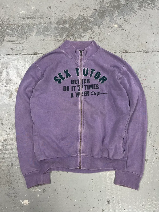 2000s Dolce & Gabbana Lila Purple Sex Tutor Zip-up Sweater - Image 2