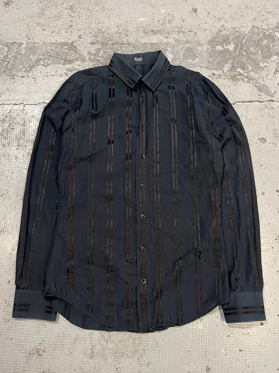 2000s Dolce & Gabbana Lined Mafia Navy Shirt