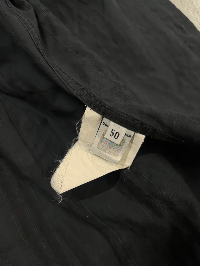 2000s Dolce & Gabbana Lined Mafia Navy Shirt - Image 10