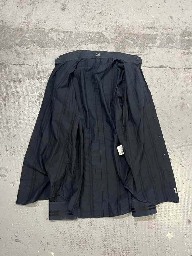 2000s Dolce & Gabbana Lined Mafia Navy Shirt - Image 8