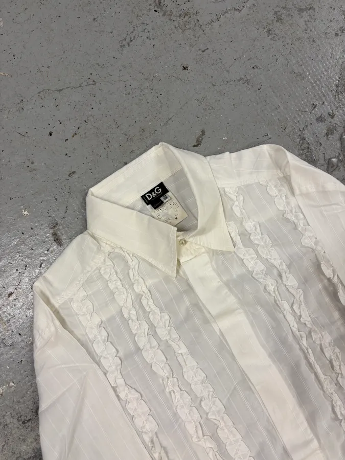 2000s Dolce & Gabbana Lines White Shirt - Image 5