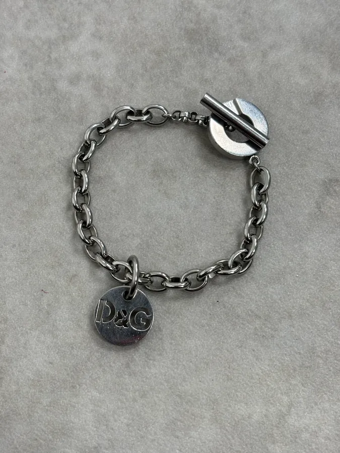 2000s Dolce & Gabbana Logo Anchor Chain Link Bracelet