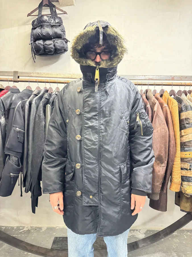 2000s Dolce & Gabbana Long Detachable Hood Black Bomber Jacket - Image 2