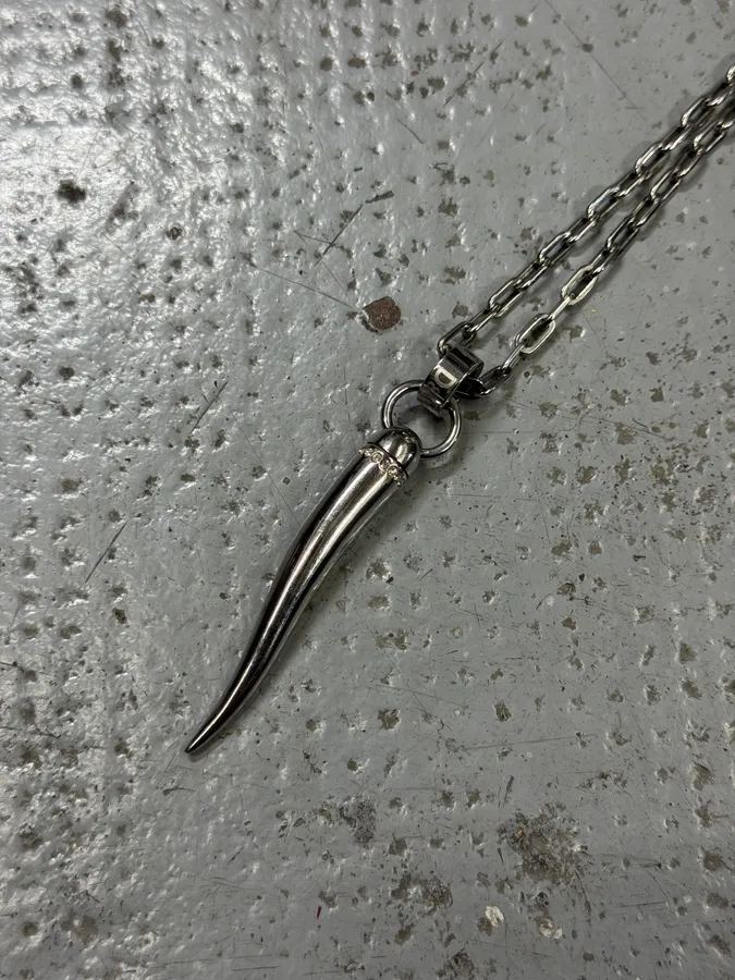 2000s Dolce & Gabbana Metal Pave Tooth Necklace - Image 5