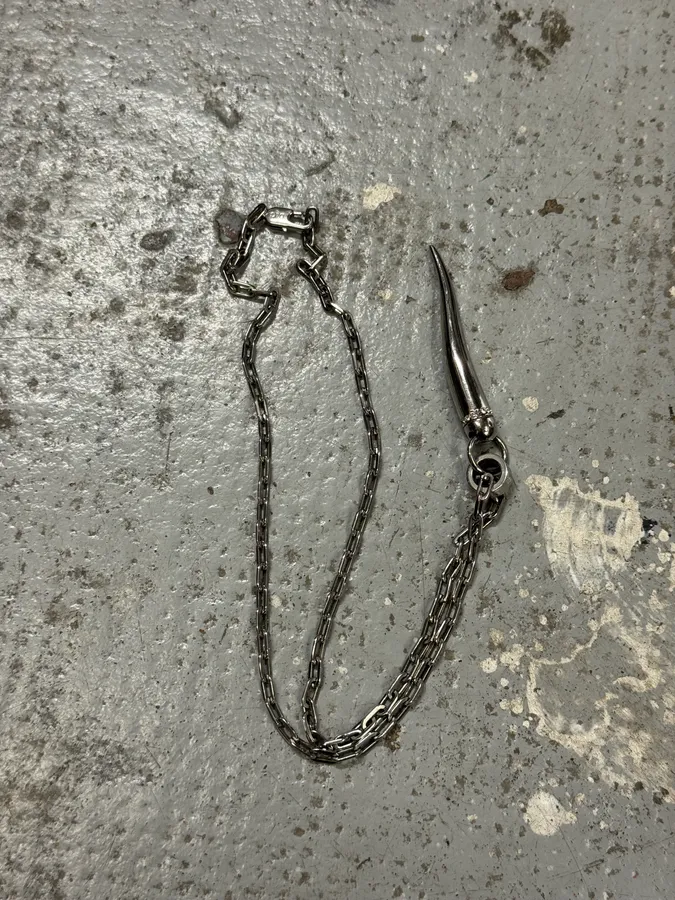 2000s Dolce & Gabbana Metal Pave Tooth Necklace - Image 6
