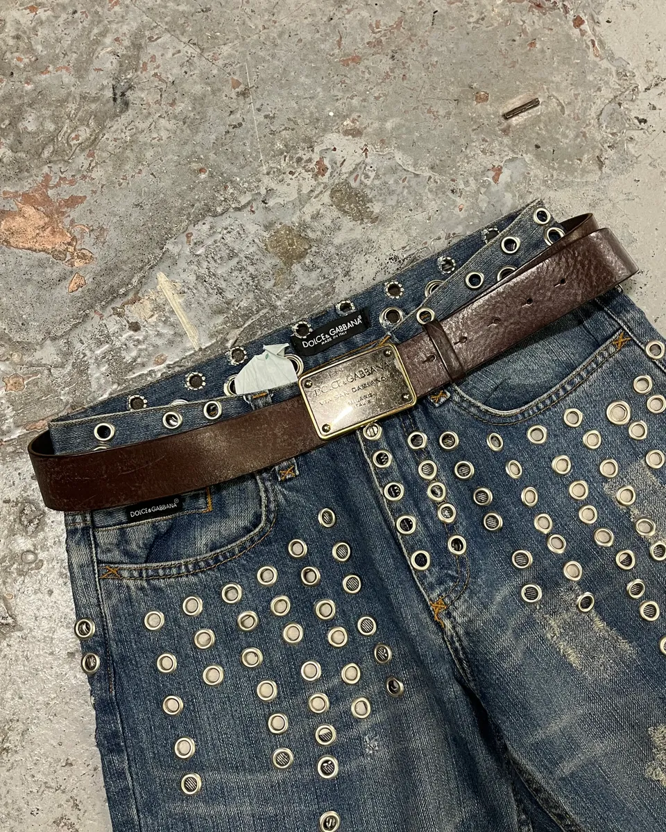 2000s Dolce & Gabbana Milano Buckle Brown Leather Belt - Image 2