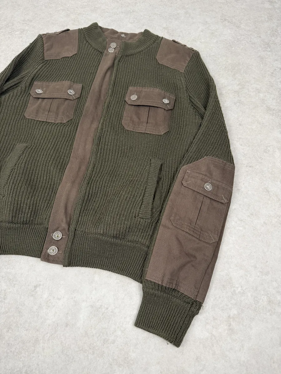 2000s Dolce & Gabbana Military Green Two Tone Cargo Zip-up Sweater - Image 7