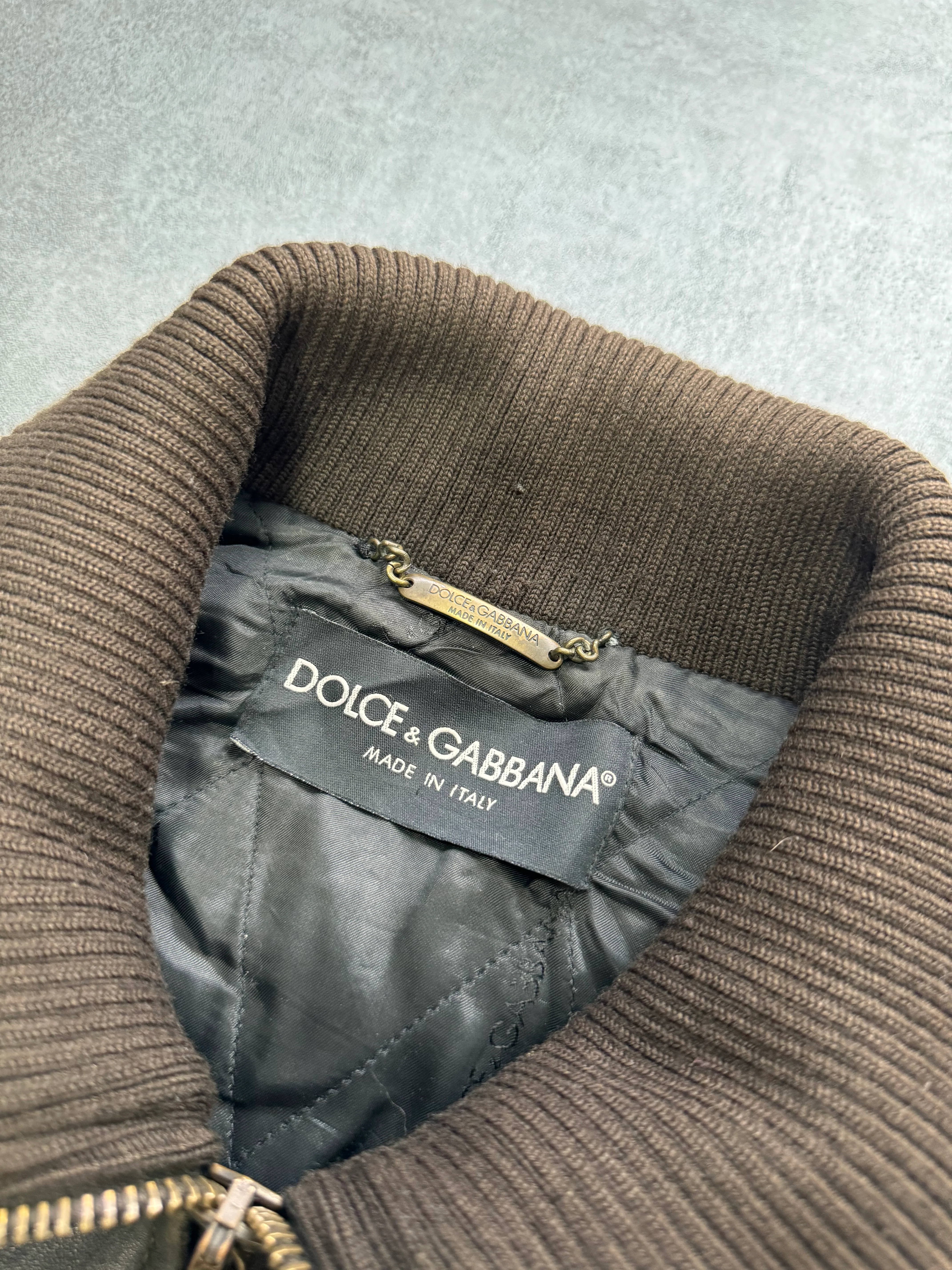 2000s Dolce & Gabbana Minimalist Distressed Leather Jacket - Image 7