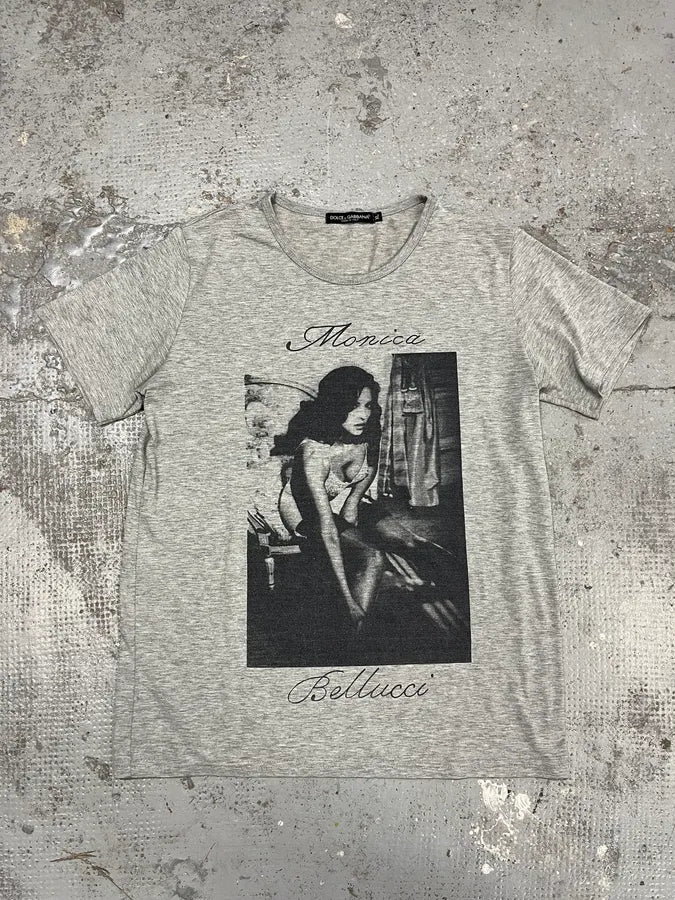 2000s Dolce & Gabbana Monica Belluci Grey T-Shirt - Image 2
