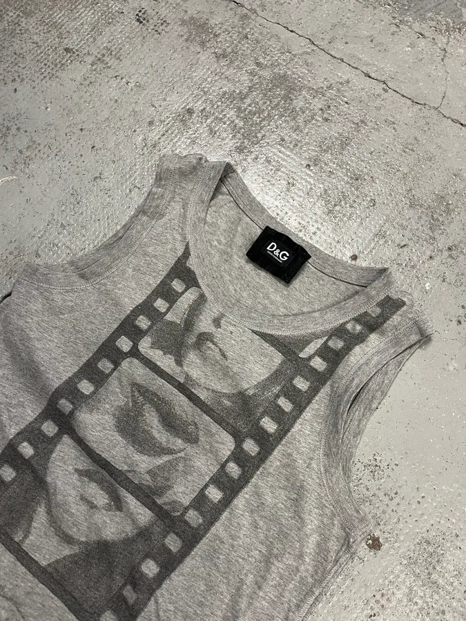 2000s Dolce & Gabbana Movie Grey Tank Top - Image 4