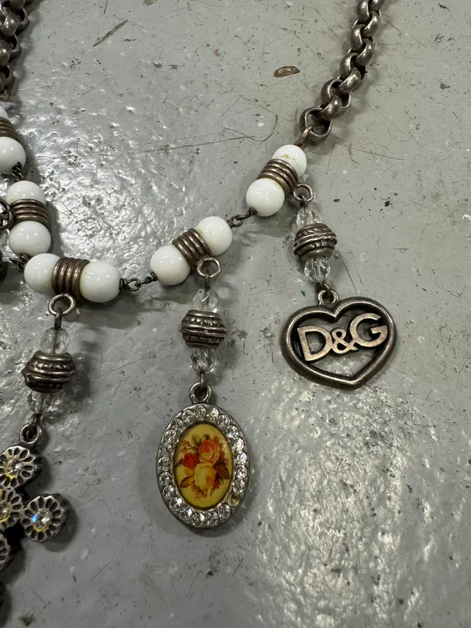 2000s Dolce & Gabbana Multi Pendants Catholic Necklace - Image 6