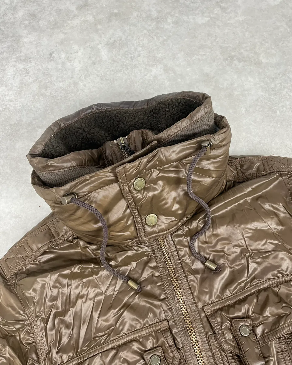 2000s Dolce & Gabbana Multi Pockets Cargo Brown Puffer Jacket - Image 4