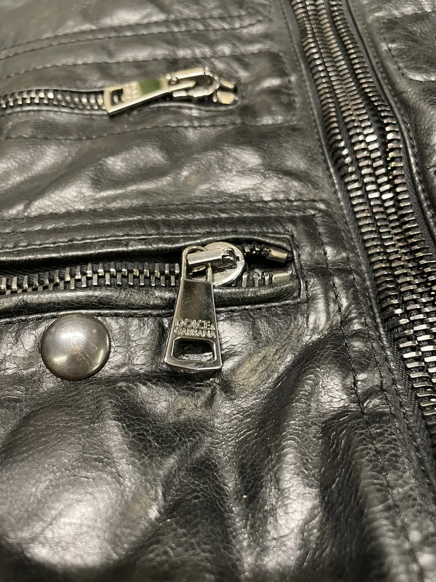 2000s Dolce & Gabbana Multi Zip Black Goatskin Leather Distressed Rebel Jacket - Image 8