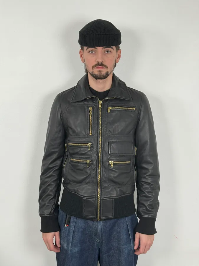 2000s Dolce & Gabbana Multi-Zip Black Leather Jacket - Image 2