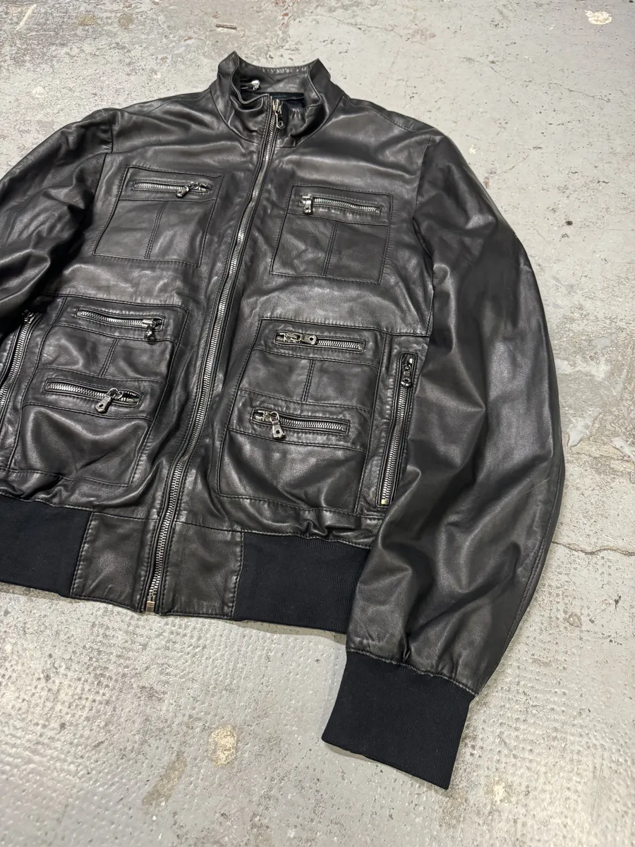 2000s Dolce & Gabbana Multi Zips Black Leather Jacket - Image 9
