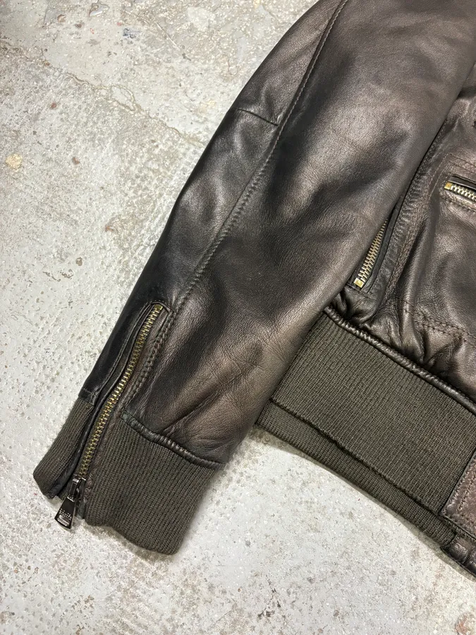 2000s Dolce & Gabbana Multi Zips Brown Bronze Leather Jacket - Image 8