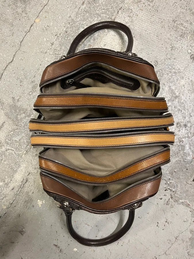2000s Dolce & Gabbana Multi Zips Lily Leather Bag - Image 4