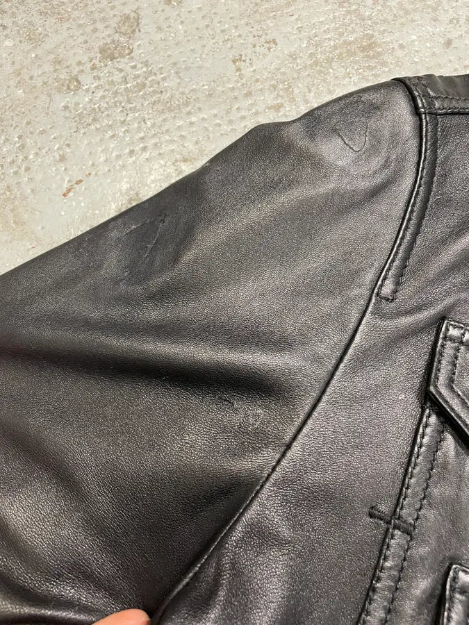 2000s Dolce & Gabbana Multipocket Black Leather Jacket - Image 12