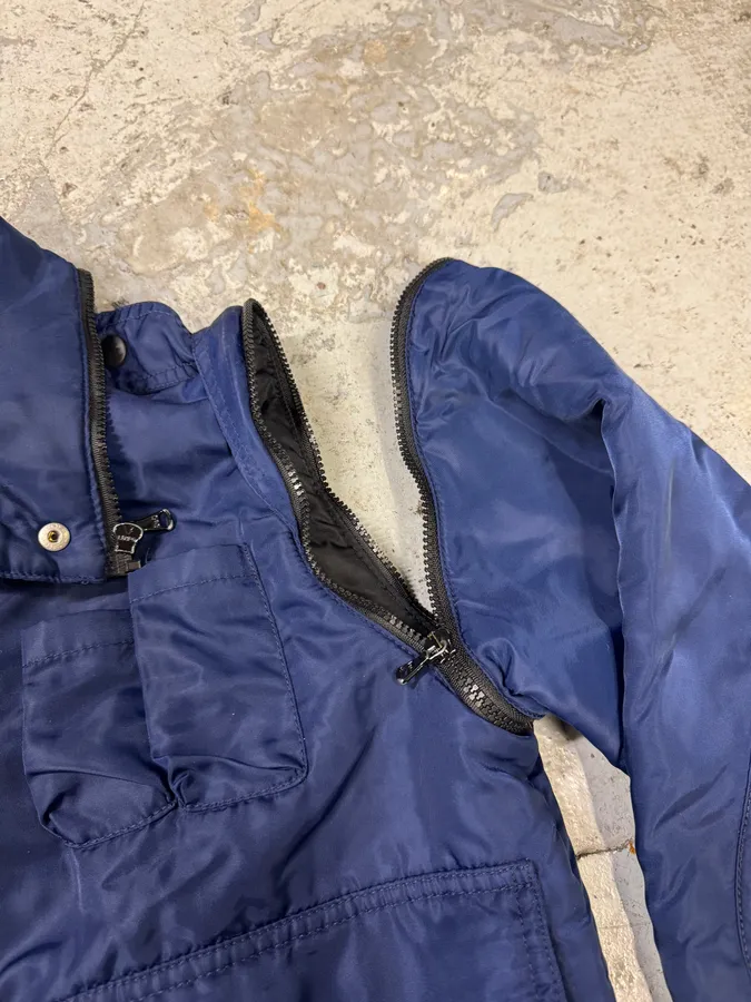 2000s Dolce & Gabbana Navy Bomber Jacket with Detachable Sleeves - Image 23