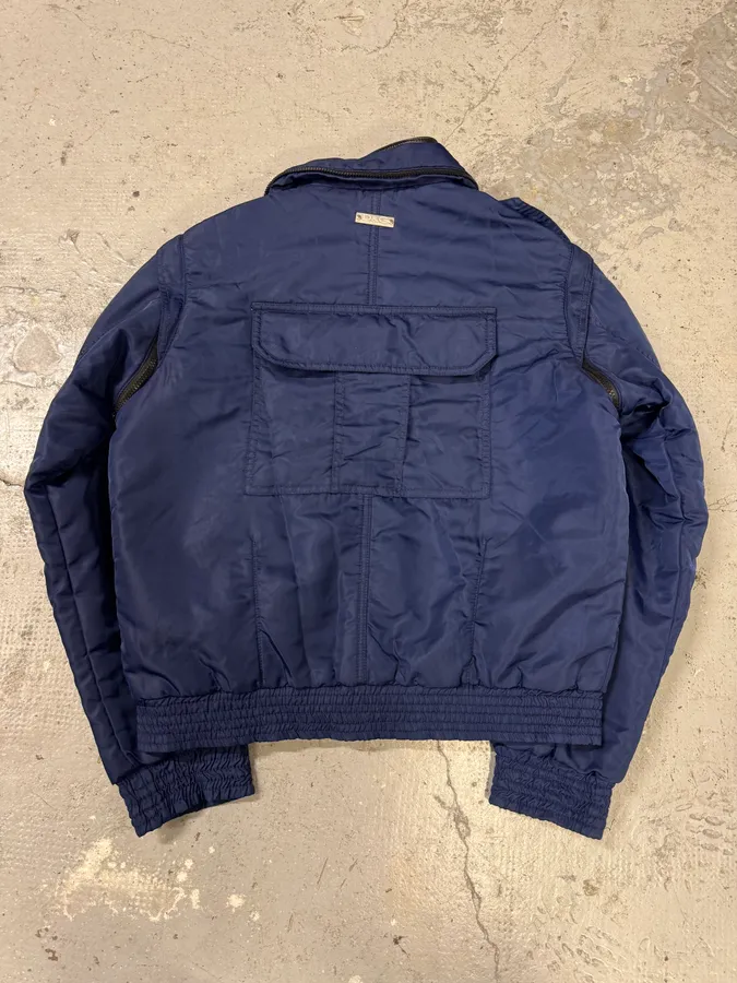 2000s Dolce & Gabbana Navy Bomber Jacket with Detachable Sleeves - Image 24