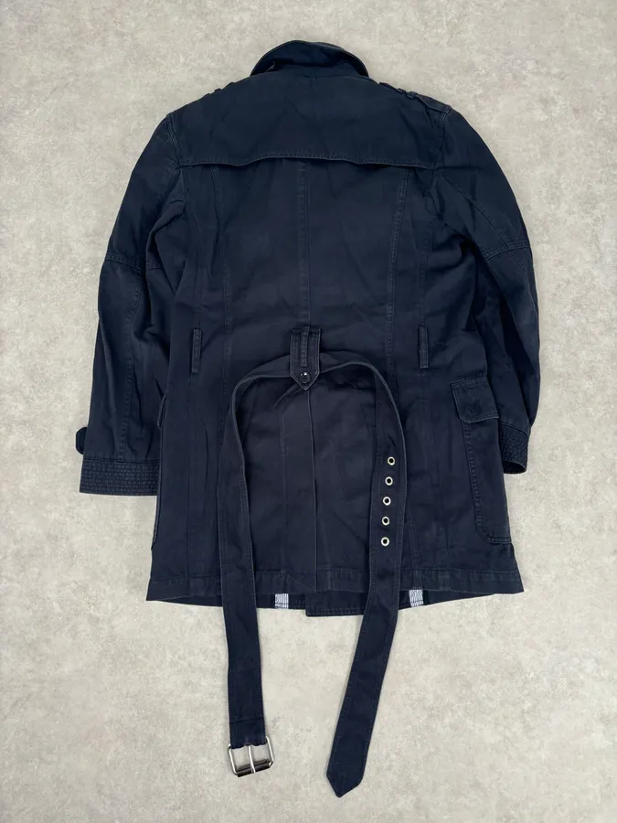 2000s Dolce & Gabbana Navy Double-Breasted Cargo Trench Jacket - Image 10