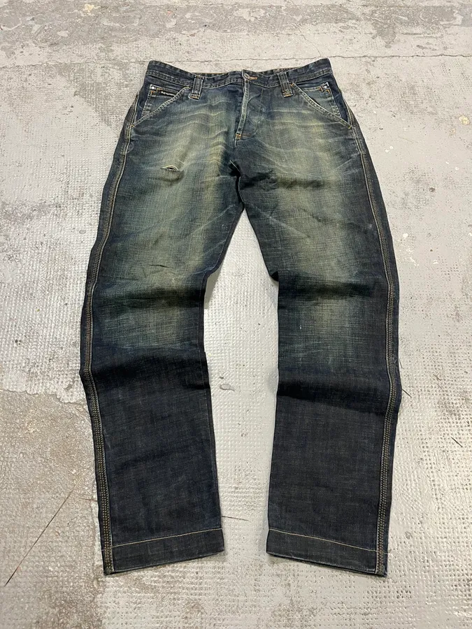 2000s Dolce & Gabbana Navy Faded Denim Jeans - Image 4
